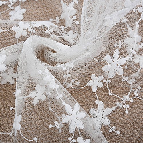 LianLe 2 * 1.3 M bordado algodón Floral Tela de Encaje para Boda gamuza Patchwork hecho a mano DIY Craft