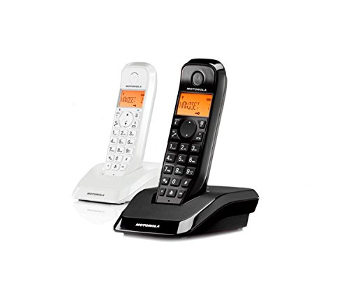 Motorola S1202 Duo - Teléfono fijo inalámbrico, color blanco y negro Motorola S1202 Duo - Teléfono fijo inalámbrico, color blanco y negro