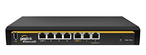 Peplink Balance 20 - Router (Gigabit Ethernet, 10/100/1000Base-T(X), 10,100,1000 Mbit/s, 25 Usuario(s), 256-bit AES, FCC, CE, RoHS)