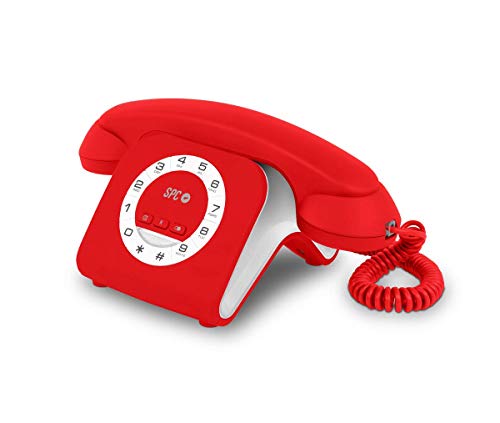 SPC Retro Elegance Mini teléfono Fijo de diseño Elegante de Color Rojo