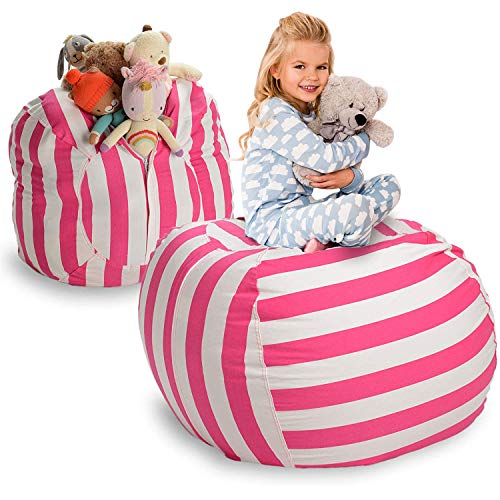 Extra Grande Rellena y Siéntate - Funda de Puff para Almacenar Peluches de Smith - ¡Limpie la Habitación y Haga Que Esos Bichitos le Sirvan! (40", Rosa a Rayas) Extra Grande Rellena y Siéntate - Funda de Puff para Almacenar Peluches de Smith - ¡Limpie la Habitación y Haga Que Esos Bichitos le Sirvan! (40", Rosa a Rayas)