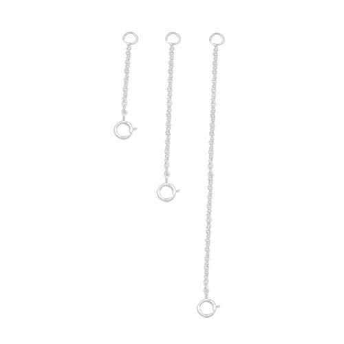 Healifty 3 UNIDS s925 Cadena de extensión de Plata esterlina ajustiva DIY Collar Pulsera Que Hace Accesorios (Plata)