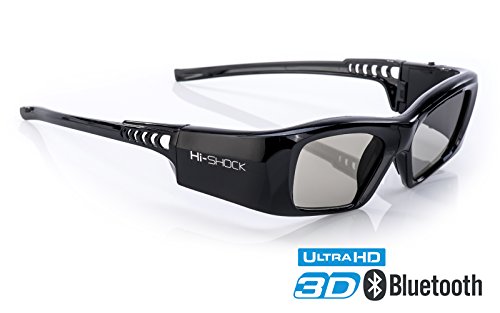 Hi-SHOCK® 3D-BT Pro "Black Diamond" | Gafas 3D inteligentes para 4K / Full HD / HDR / 3D TV’s de Sony®, Samsung®, Panasonic®, Sharp®, Toshiba®, LG® Plasma, Hisense® (2012-2018*) | compatibles con SSG-3570 CR / TDG-BT500A / AN3DG35 / TY-ER3D5ME / FPT-AG04 