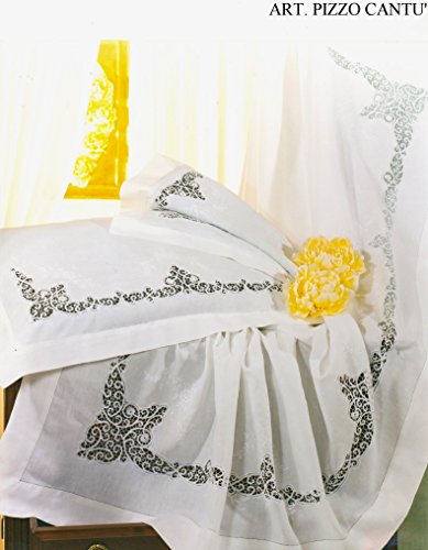 Juego Sábanas matrimonio 2 matrimonio King Size bordada a mano encaje Cantù (100% lino sintéticas Made in Italy Juego Sábanas matrimonio 2 matrimonio King Size bordada a mano encaje Cantù (100% lino sintéticas Made in Italy