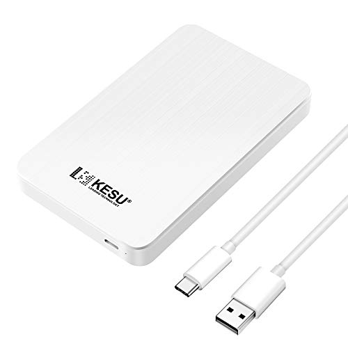 KESU Disco Duro Externo Portátil 160GB, Type C USB3.1 HDD Almacenamiento para PC, Mac, MacBook, Chromebook (Blanco)