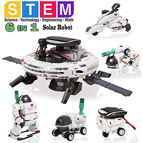 Lehoo Castle 6-en-1 Educación Robot Solar Juguetes Juguete Espacial Alimentado por energía Solar para niños Kits de experimentos científicos DIY Regalo de Ideas educativas
