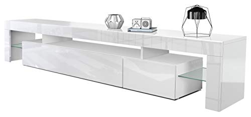 Mesa Baja para TV Lima V2, Cuerpo en Blanco de Alto Brillo/Frente en Blanco de Alto Brillo Mesa Baja para TV Lima V2, Cuerpo en Blanco de Alto Brillo/Frente en Blanco de Alto Brillo