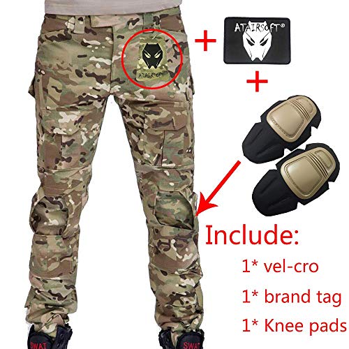 Pantalones de combate para hombres tipo uniforme BDU (Uniforme de battalla) con rodilleras Multicam MC para ejército militar, Airsoft y Paintball., color camuflaje, tamaño small