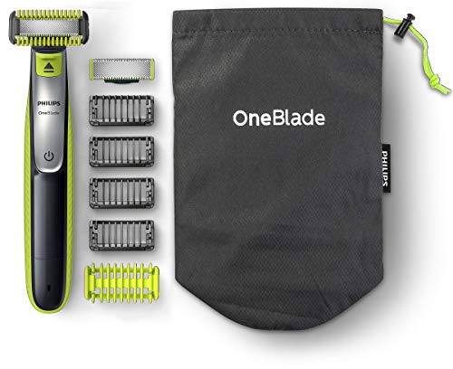 Philips QP2630/30 OneBlade Cara + Cuerpo - Recortador de Barba Recargable con Peine-guía para el Cuerpo, 4 Peines-guía para Barba de 1,2,3 y 5 mm, Uso en Seco y Húmedo Philips QP2630/30 OneBlade Cara + Cuerpo - Recortador de Barba Recargable con Peine-guía para el Cuerpo, 4 Peines-guía para Barba de 1,2,3 y 5 mm, Uso en Seco y Húmedo