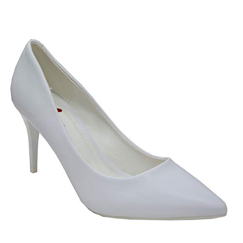 CucuFashion Zapatos de tacón desnudo, para mujer, tacones de boda, color rosa caliente, zapatos de noche, tacón bajo, talla 36 – 8, color Blanco, talla 37 EU CucuFashion Zapatos de tacón desnudo, para mujer, tacones de boda, color rosa caliente, zapatos de noche, tacón bajo, talla 36 – 8, color Blanco, talla 37 EU