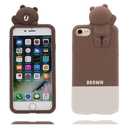 EarthNanLiuPowerTu iPhone 6S Carcasa, Funda iPhone 6/6s, Cute Novedad Kawaii 3D Cartoon Oso Animal Suave TPU Funda Protectora Delgada Resistente a los arañazos de Silicona - Bear