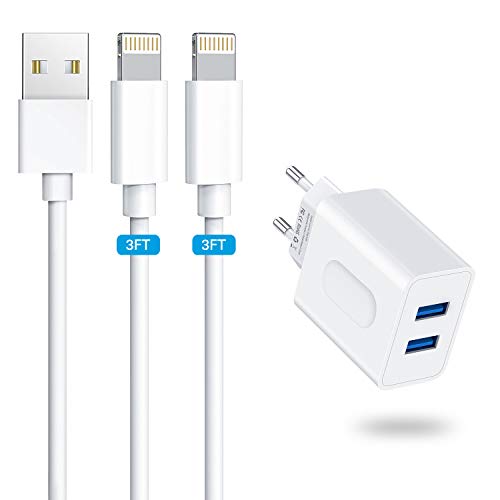 Everdigi Cargador Enchufe Adaptador USB 12W + Cable de Carga para iPhone 5 6 S 7 8 X S Plus (2 * 1m) Everdigi Cargador Enchufe Adaptador USB 12W + Cable de Carga para iPhone 5 6 S 7 8 X S Plus (2 * 1m)