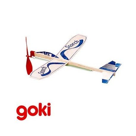 Goki AVIÓN fabricado con madera de balsa y propulsado por hélice con goma elástica Niños + de 4 años