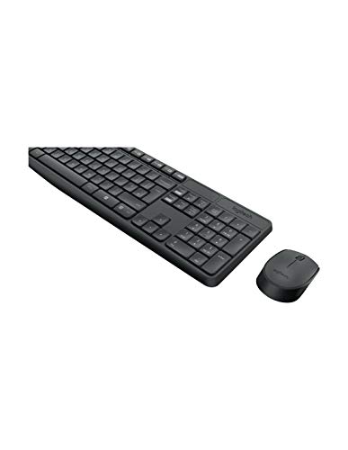 Logitech MK235 Combo Teclado y Ratón para Windows, 2,4 GHz con Receptor USB Unifying, Ratón Inalámbrico, 15 Teclas con Función, Batería de 3 Años, PC/Portátil, Disposición QWERTY Español, color Gris