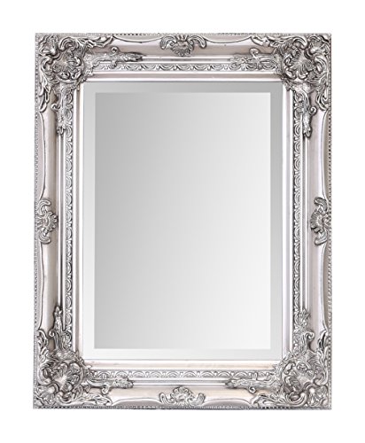 Select Mirrors Rhone - Espejo pequeño de pared de estilo barroco antiguo - Diseño vintage francés - Decoración elegante para el hogar - Plata antigua - 42 cm x 53 cm
