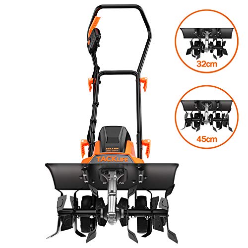 TACKLIFE Motoazada Eléctrica 1500W, 2 Anchos de Trabajo (6 Cuchillas: 45 cm / 4 Cuchillas : 32 cm), Profundidad de Trabajo de 20 cm, Manija Fácilmente Plegada, Alta Eficiencia de 400 RPM - TGTL01A TACKLIFE Motoazada Eléctrica 1500W, 2 Anchos de Trabajo (6 Cuchillas: 45 cm / 4 Cuchillas : 32 cm), Profundidad de Trabajo de 20 cm, Manija Fácilmente Plegada, Alta Eficiencia de 400 RPM - TGTL01A