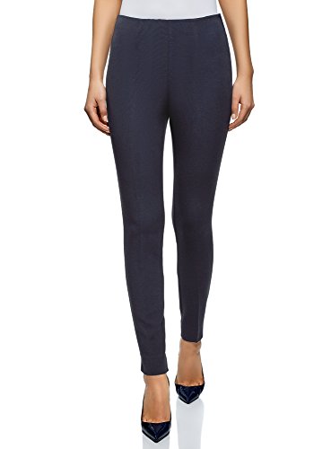 oodji Collection Mujer Pantalones Ajustados con Cremallera en el Lateral, Azul, ES 40 / M oodji Collection Mujer Pantalones Ajustados con Cremallera en el Lateral, Azul, ES 40 / M
