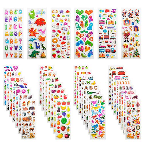 Pegatinas para Niños, Leenou 950+ 3D Puffy Sticker Variedad de Pegatinas para Regalos Gratificantes Scrapbooking Que Incluye Animales, Peces, Dinosaurios, Números, Frutas, Aviones y Más (36 Hojas) Pegatinas para Niños, Leenou 950+ 3D Puffy Sticker Variedad de Pegatinas para Regalos Gratificantes Scrapbooking Que Incluye Animales, Peces, Dinosaurios, Números, Frutas, Aviones y Más (36 Hojas)