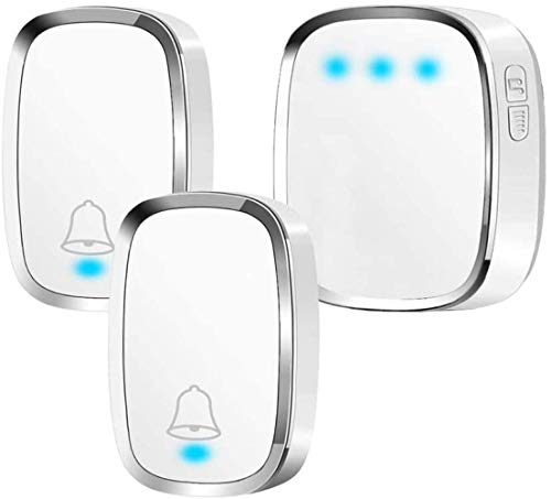 Timbre Inalámbrico para Puerta, Timbre Inalámbrico exterior impermeable, 2 Transmisor y 1 Receptores, 4 Volumen, 36 Melodías, Alcance a 300m,con indicador LED, para interior, jardín, oficina, villa Timbre Inalámbrico para Puerta, Timbre Inalámbrico exterior impermeable, 2 Transmisor y 1 Receptores, 4 Volumen, 36 Melodías, Alcance a 300m,con indicador LED, para interior, jardín, oficina, villa