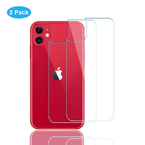 ELYCO [2 Piezas] Trasero Protector de Pantalla para iPhone 11 6.1, 9H Dureza Anti-Huellas/Anti-caída/Anti-rasguños Cristal Vidrio Templado Trasera de Vidrio para iPhone 11 [Compatible para Funda]