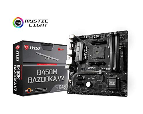 MSI B450M Bazooka V2 - Placa Base Arsenal (Chipset AMD B450, DDR4 Boost, Intel LAN, Audio Boost, HDMI, soporta AMD Ryzen pocesadores) Color Negro