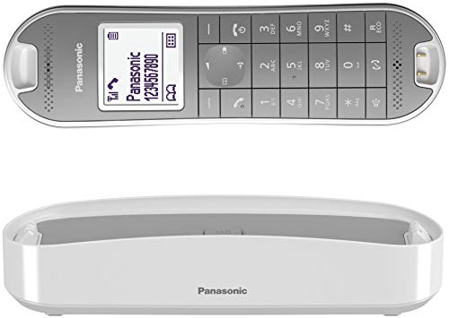 Panasonic KX-TGK310 - Teléfono fijo inalámbrico de diseño (LCD, identificador de llamadas, agenda de 120 números, bloqueo de llamada, modo ECO Plus), color blanco