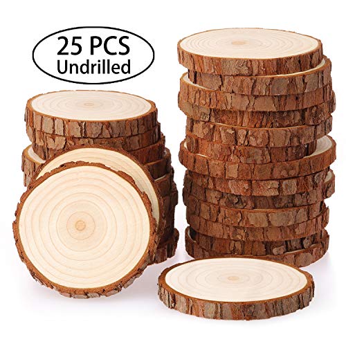 Rodajas de Madera Diámetro 8-9 cm 25 pcs Fuyit Troncos Madera Decoracion Apto para Pirograbador de Madera, Pintura Rodajas de Madera Diámetro 8-9 cm 25 pcs Fuyit Troncos Madera Decoracion Apto para Pirograbador de Madera, Pintura