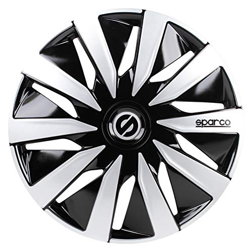 SPARCO SPC1691BKSV Tapacubos Lazio, Negro/Plata, Set de 4, 16"