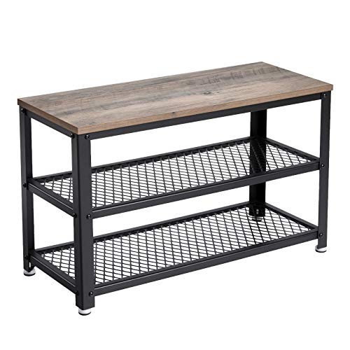 VASAGLE Banco Zapatero con Asiento, Estante de Zapatos de 3 Niveles, Organizador de Almacenamiento con Asiento y Estante, Marco de Metal, para Entrada, 73 x 30 x 45 cm, Greige y Negro LBS73MB VASAGLE Banco Zapatero con Asiento, Estante de Zapatos de 3 Niveles, Organizador de Almacenamiento con Asiento y Estante, Marco de Metal, para Entrada, 73 x 30 x 45 cm, Greige y Negro LBS73MB