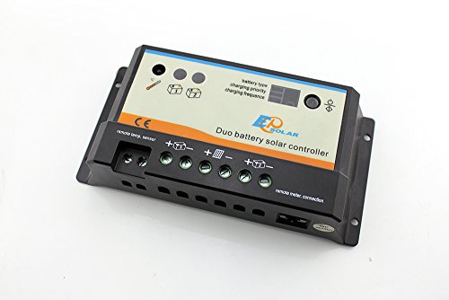 epever® EPIPC com – 10 A Regulador de Carga para 2 Varios batería 10 A 12/24 V, Duo Option MT1 pantalla