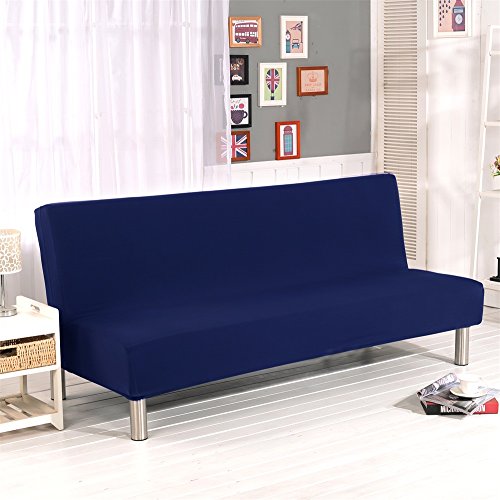 Funda protectora de color liso para sofá cama sin reposabrazos de poliéster y elastano de 3 plazas, elástica, plegable, para sofá plegable sin reposabrazos, 203,2 x 127 cm Funda protectora de color liso para sofá cama sin reposabrazos de poliéster y elastano de 3 plazas, elástica, plegable, para sofá plegable sin reposabrazos, 203,2 x 127 cm