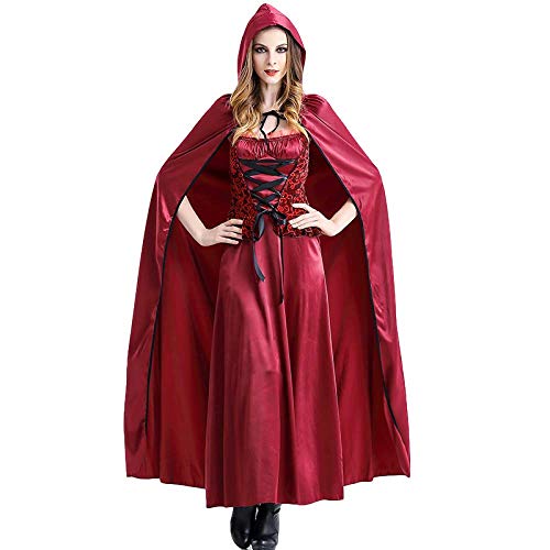 N / A DZDP Disfraz De Halloween Sexy Caperucita Roja Vestido Largo Mascarada Disfraz De ActuacióN para Mujer Disfraz De Cosplay Fiesta Halloween