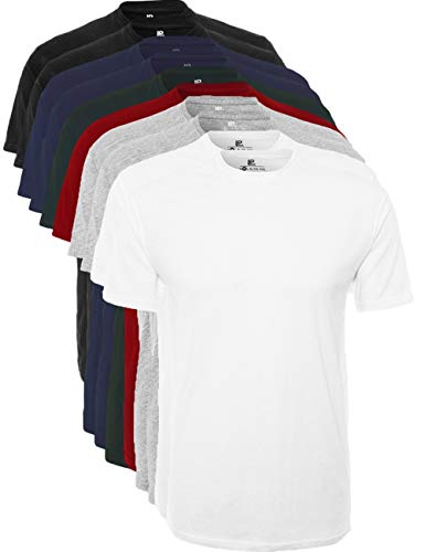 Lower East Herren T-Shirt mit Rundhalsausschnitt, 10er Pack, Mehrfarbig (Schwarz/Weiß/navy/Grau/rot/Grün), Large