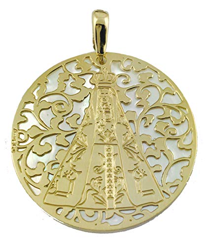 Medalla Virgen de Begoña en Plata de Ley Cubierta de Oro de 18kt y nácar