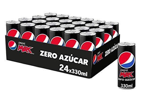 Pepsi MAX, Refresco de Cola Zero Azúcar, lata 330 ml 24 Unidades