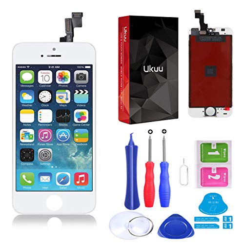 ukuu Pantalla Táctil LCD Reemplazo de Pantalla para iPhone 5S / SE con Herramientas,Color Blanco ukuu Pantalla Táctil LCD Reemplazo de Pantalla para iPhone 5S / SE con Herramientas,Color Blanco