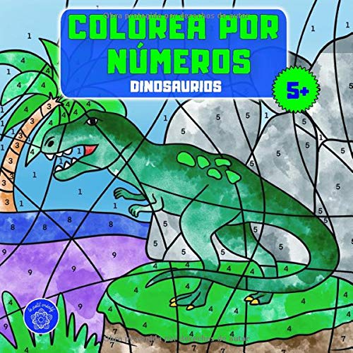 Colorea por números: Libro para colorear dinosaurios para niños a partir de 5 años + bono: mandalas de animales (colorear niños 5 años)