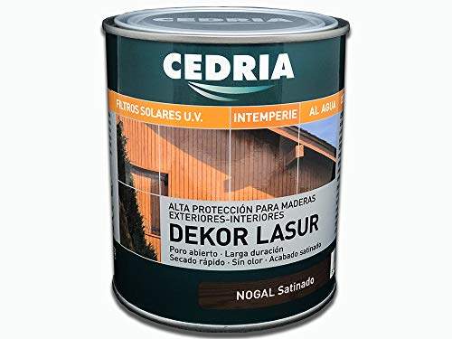 Lasur protector madera exterior al agua Cedria Dekor Lasur 750 ml NOGAL