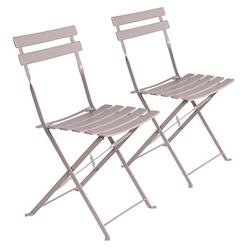LOLAhome Set de 2 sillas de jardín Plegables con láminas Curvas de Acero de 80x46x41 cm (Gris)