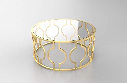 Mesa redonda, mesas de centro, mesa comedor cristal, mesas de cocina o mesa salon mueble con base de latón muy elegante y moderno, un regalo perfecto para ella