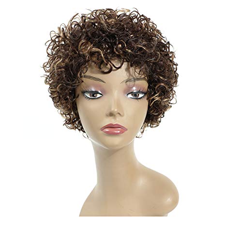 Pelucas de pelo humano corto rizado para mujeres negras afro rizado rizado pelucas para mujeres de mediana edad pelucas hechas a máquina