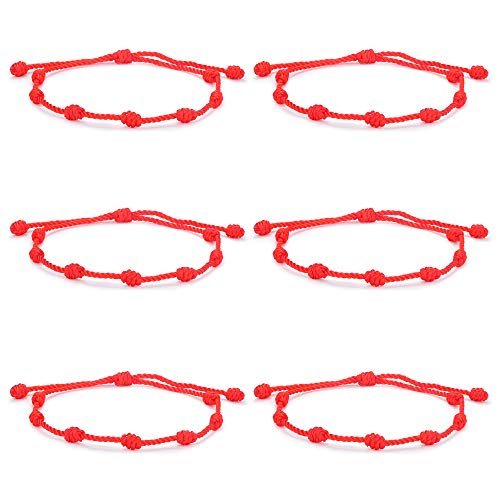 Adramata 6Pcs Pulsera de Cuentas de Cobre Tibetano Pulsera de Nudo Afortunado Budista Hecho a Mano con Cordón Rojo Ajustable para Mujeres Hombres Adramata 6Pcs Pulsera de Cuentas de Cobre Tibetano Pulsera de Nudo Afortunado Budista Hecho a Mano con Cordón Rojo Ajustable para Mujeres Hombres