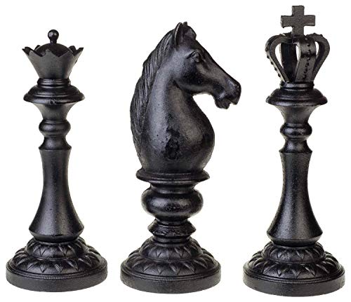Aubaho Piezas de ajedrez Hierro Caballo Rey Dama ajedrez Estilo Antiguo - 34cm