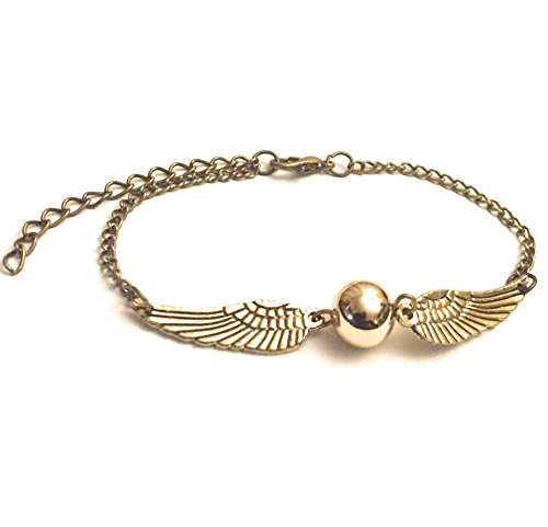 Chamber37® Snitch alas de bronce y bolita de oro pulsera