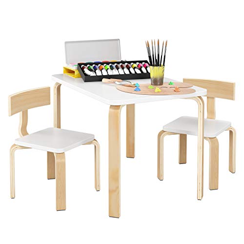 Homfa Juego de Mesa y 2 Sillas para Niños Muebles Infantiles Mesa con Sillas para Ñinos de 2-10 Años Blanco Homfa Juego de Mesa y 2 Sillas para Niños Muebles Infantiles Mesa con Sillas para Ñinos de 2-10 Años Blanco