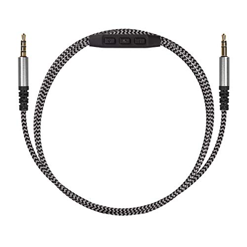 kwmobile Cable para Cascos Compatible con Cascos - Cable de 150CM con micrófono y Conector Gris Oscuro