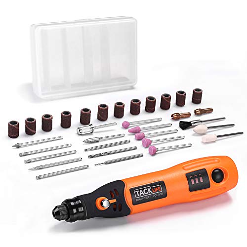 Mini Amoladora, TACKLIFE-PCG01B-3.7V Amoladora Electrónica DC, Herramienta Rotativa USB Recargable con 31 pcs Accesorios para los DIY Trabajos Mini Amoladora, TACKLIFE-PCG01B-3.7V Amoladora Electrónica DC, Herramienta Rotativa USB Recargable con 31 pcs Accesorios para los DIY Trabajos