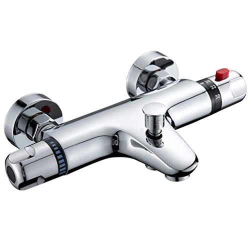 Solepearl Grifo Termostatico Ducha, Griferia Termostatica Ducha con el Botón de Seguridad 38 ℃, Grifo Termostático para Bañera y Ducha Montaje en Pared, Cromado Solepearl Grifo Termostatico Ducha, Griferia Termostatica Ducha con el Botón de Seguridad 38 ℃, Grifo Termostático para Bañera y Ducha Montaje en Pared, Cromado