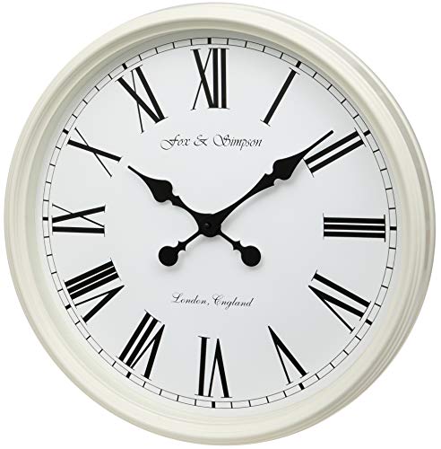 Fox and Simpson Grand Central Station-Reloj de Pared (Extragrande, 50 cm), Color Crema, Blanco, 50cm