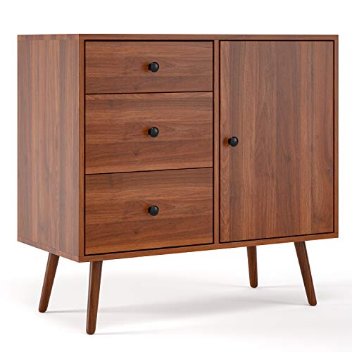 Homfa Cómoda 3 Cajones Cómoda Moderna Cajonera Madera con 1 Puerta para Saón Dormitorio Marrón Oscuro 80x39x75cm Homfa Cómoda 3 Cajones Cómoda Moderna Cajonera Madera con 1 Puerta para Saón Dormitorio Marrón Oscuro 80x39x75cm